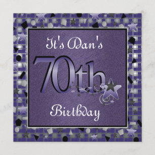Happy 70th Birthday Party Invitation for Men