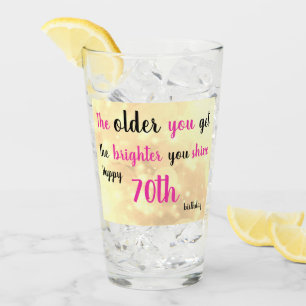 Happy 70th  Birthday personalised add name Glass