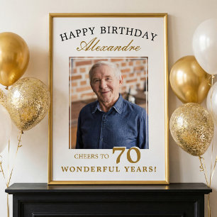 Happy 70th Birthday Personalized Photo Party Sign