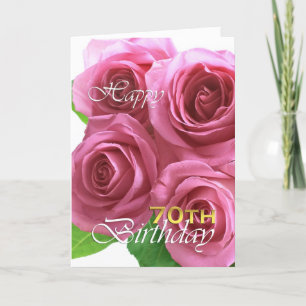Happy 70th birthday, pink roses card