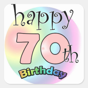 Happy 70th Birthday (Pink) Square Sticker