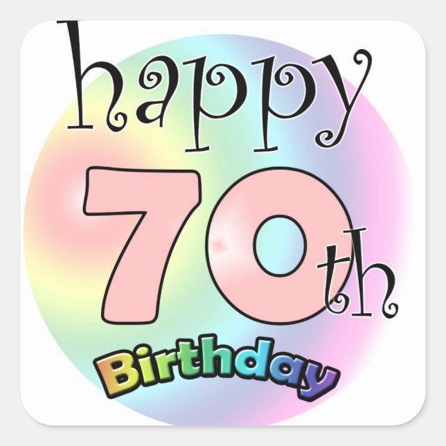 Happy 70th Birthday (Pink) Square Sticker (Front)