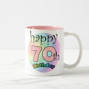 Happy 70th Birthday (pink) Two-Tone Coffee Mug