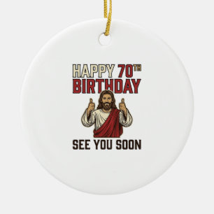 Happy 70th Birthday See You Soon Vintage Shirt Ceramic Tree Decoration