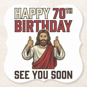 Happy 70th Birthday See You Soon Vintage Shirt Paper Coaster