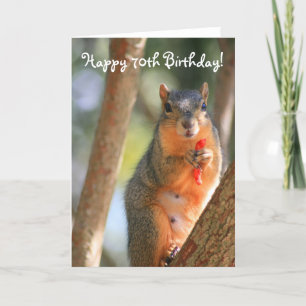 Happy 70th Birthday Squirrel greeting card