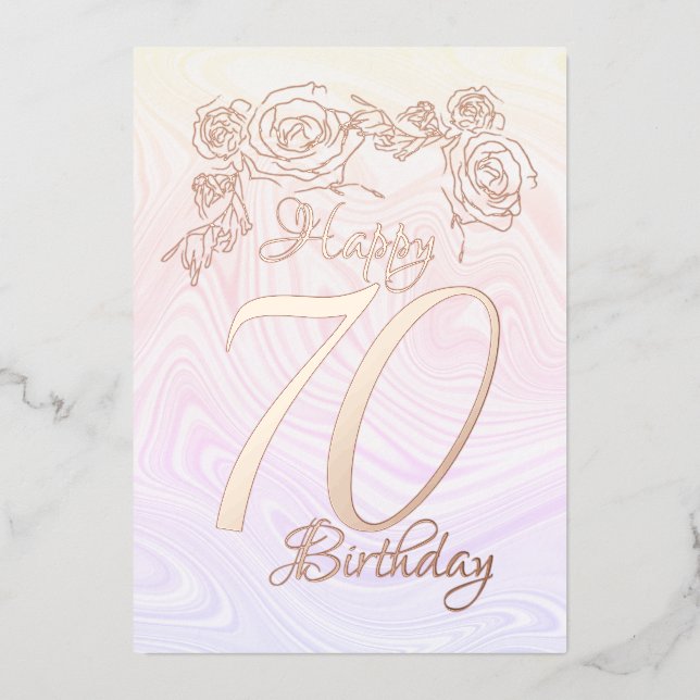 Happy 70th Birthday With Gold Foil Holiday Card (Front)