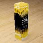 Happy 70th Birthday yellow wine box<br><div class="desc">Bright yellow,  white and black girlie birthday gift box for wine or other drinks. Reads Happy 70th Birthday Eleanor Vintage 1957,  customise with your own birthday girls name and age. Graphic pattern and design by Sarah Trett.</div>