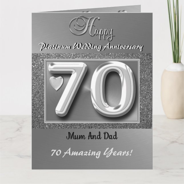 Happy 70th Wedding Anniversary Card Mum And Dad  (Front)