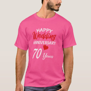 Happy 70th Wedding Anniversary Heart Him Her Coupl T-Shirt