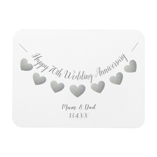 Happy 70th Wedding Anniversary Platinum Mum & Dad Magnet (Horizontal)