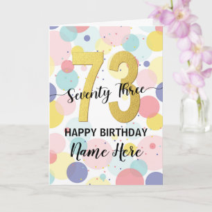 Happy 73rd Birthday Pastel Rainbow Gold Woman Card