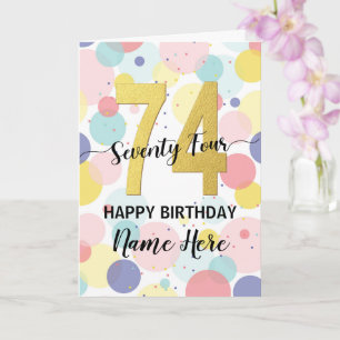 Happy 74th Birthday Pastel Rainbow Gold Woman Card