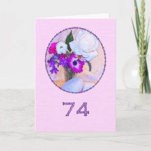 Happy 74th birthday with a flower painting card