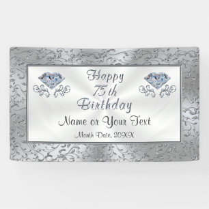 Happy 75th Birthday Banner, Personalised Banner