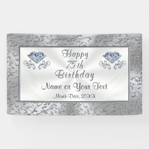 Happy 75th Birthday Banner, Personalized Banner