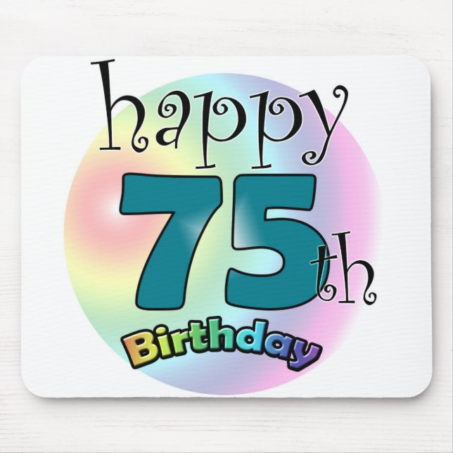 Happy 75th birthday (blauw) mouse mat (Front)