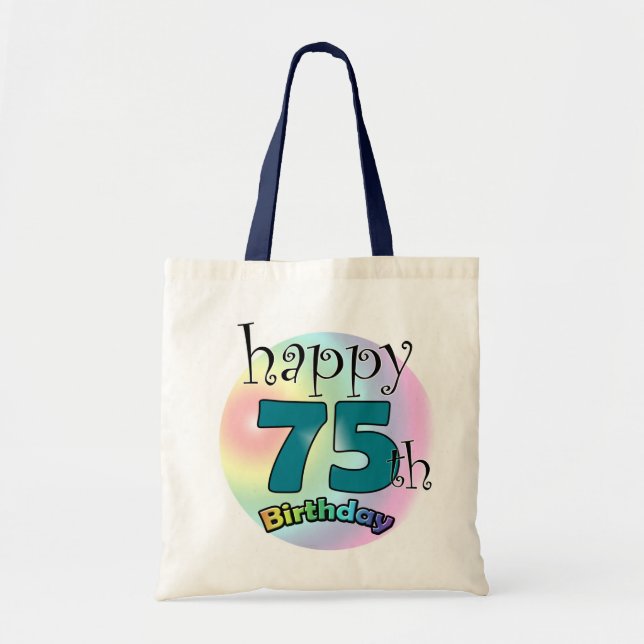 Happy 75th Birthday (blauw) Tote Bag (Front)
