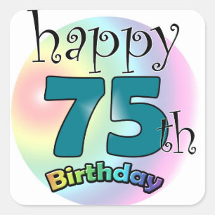Happy 75th Birthday (Blue) Square Sticker