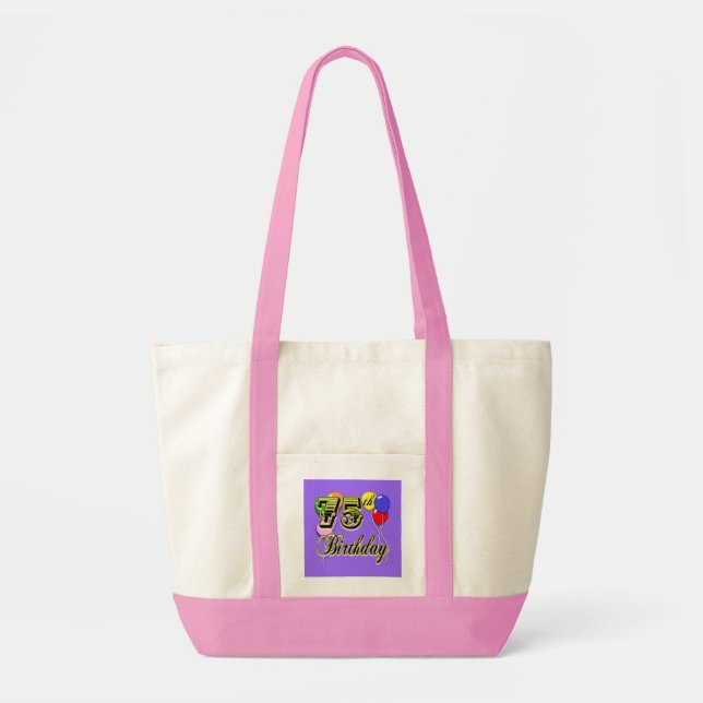Happy 75th Birthday Celebration Tote Bag (Front)