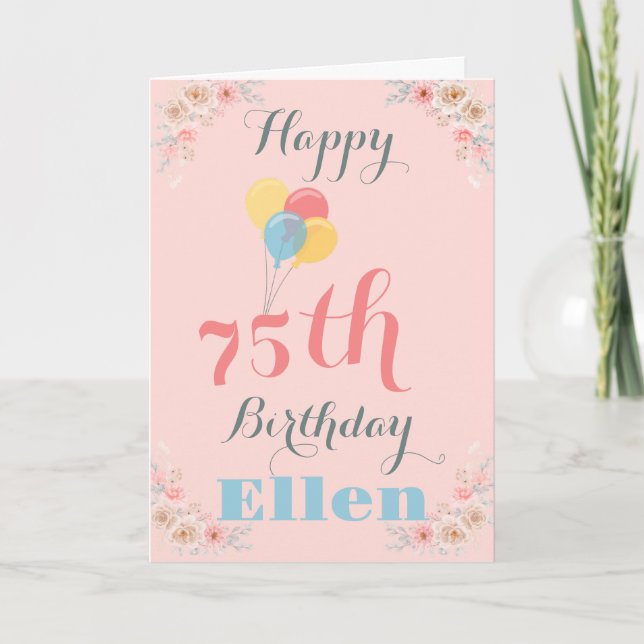 HAPPY 75TH BIRTHDAY FLORAL BIRTHDAY CARD (Front)