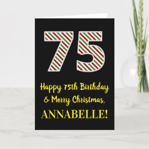Happy 75th Birthday & Merry Christmas, Custom Name Card