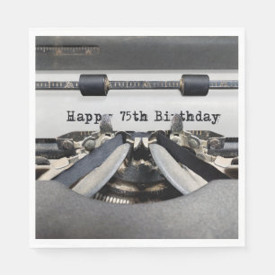 Happy 75th Birthday Retro Typewriter Napkin