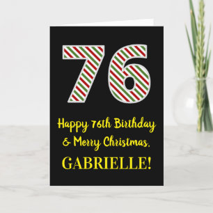 Happy 76th Birthday & Merry Christmas, Custom Name Card