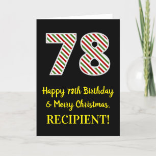 Happy 78th Birthday & Merry Christmas, Custom Name Card