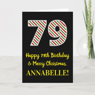 Happy 79th Birthday & Merry Christmas, Custom Name Card