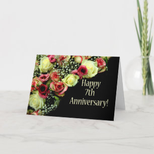 Happy 7th Anniversary roses Card