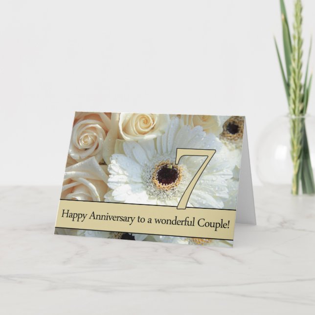 Happy 7th Anniversary roses Card (Front)