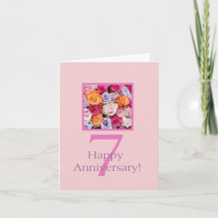 Happy 7th Anniversary roses Card