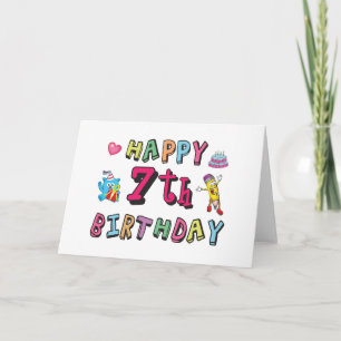 Happy 7th Birthday. 7 year old. Card