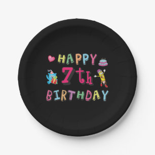 Happy 7th Birthday. 7 year old. Paper Plate