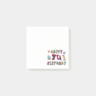 Happy 7th Birthday. 7 year old. Post-it Notes