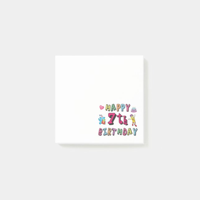 Happy 7th Birthday. 7 year old. Post-it Notes (Front)