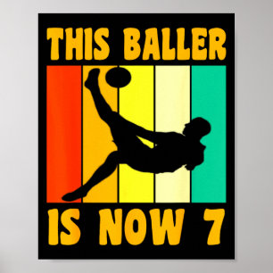 Happy 7th Birthday 7 Year Old Vintage Soccer 7th B Poster