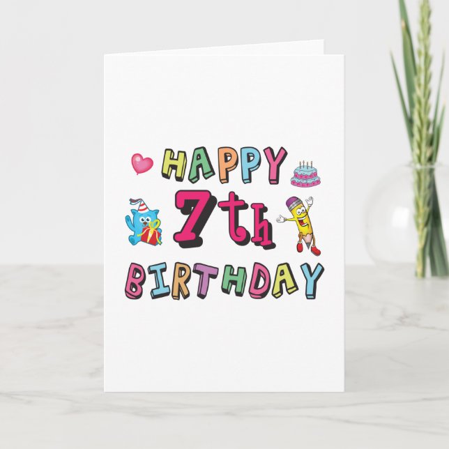 Happy 7th Birthday 7 year old wishes Card (Front)