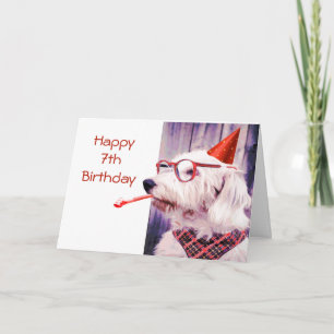 Happy 7th  Birthday Fun Dog Pet Blank Inside  Card
