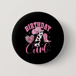 Happy 7th Birthday Girl Outfit Rodeo Western Cowgi 6 Cm Round Badge