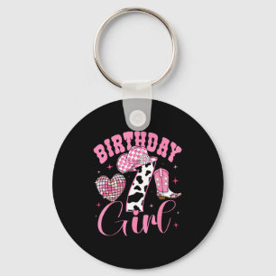 Happy 7th Birthday Girl Outfit Rodeo Western Cowgi Key Ring