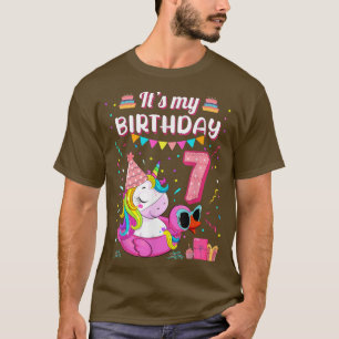Happy 7th Birthday Girl Unicorn Duck Float Summer T-Shirt