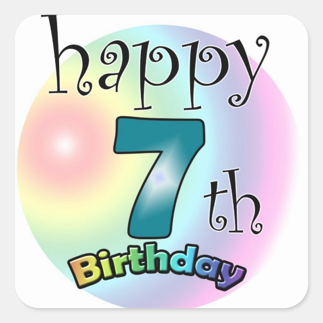 Happy 7th Birthday Square Sticker (Front)