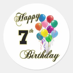 Happy 7th Birthday Sticker and Birthday Apparel