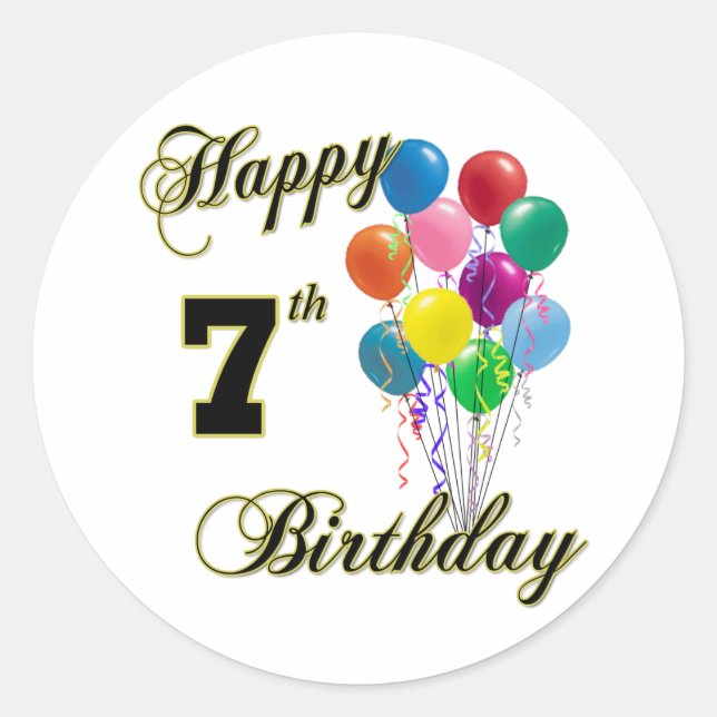Happy 7th Birthday Sticker and Birthday Apparel (Front)