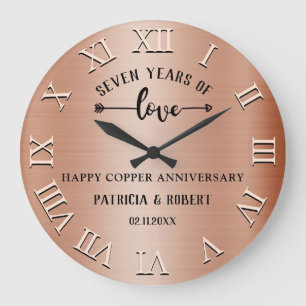 Happy 7th Wedding Anniversary Copper Anniversary  Large Clock