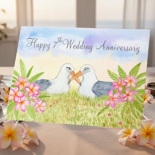 Happy 7th Wedding Anniversary Laysan Albatross Card