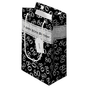 Happy 80th Birthday Black/White Number Pattern Small Gift Bag