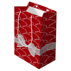 Happy 80th Birthday Bow On Red Medium Gift Bag